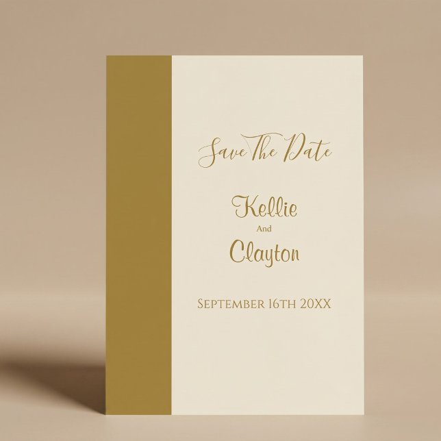 Gold Bar Ivory Minimalist Modern Wedding Invitation (Creator Uploaded)