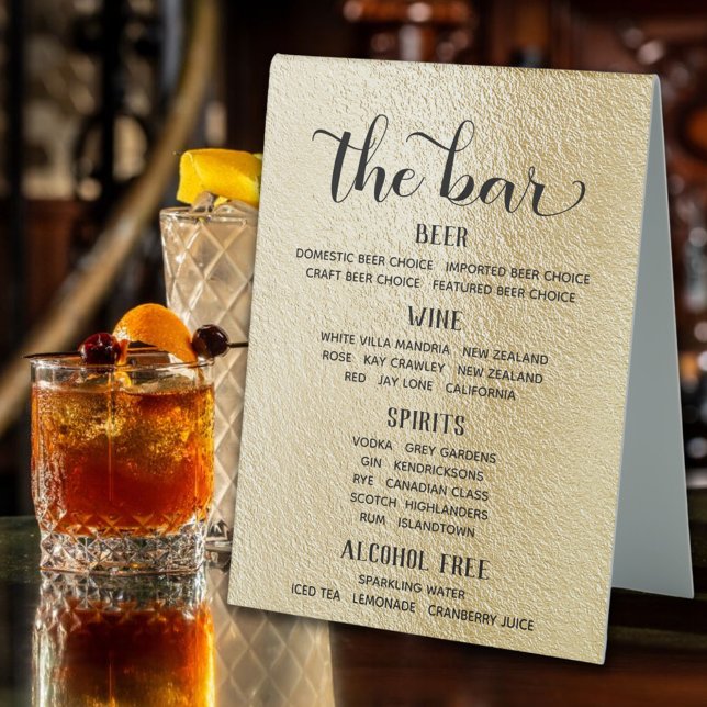 Gold Bar Menu Standing Sign (Creator Uploaded)