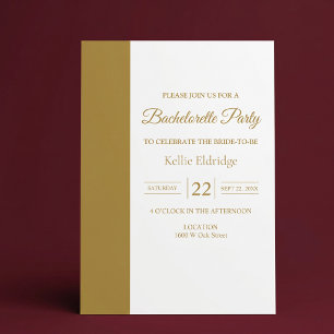 Gold Bar Minimalist Modern Bachelorette Party Invitation