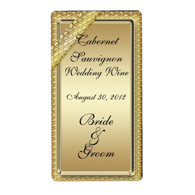 Gold Bar Wedding Wine Label (Front)