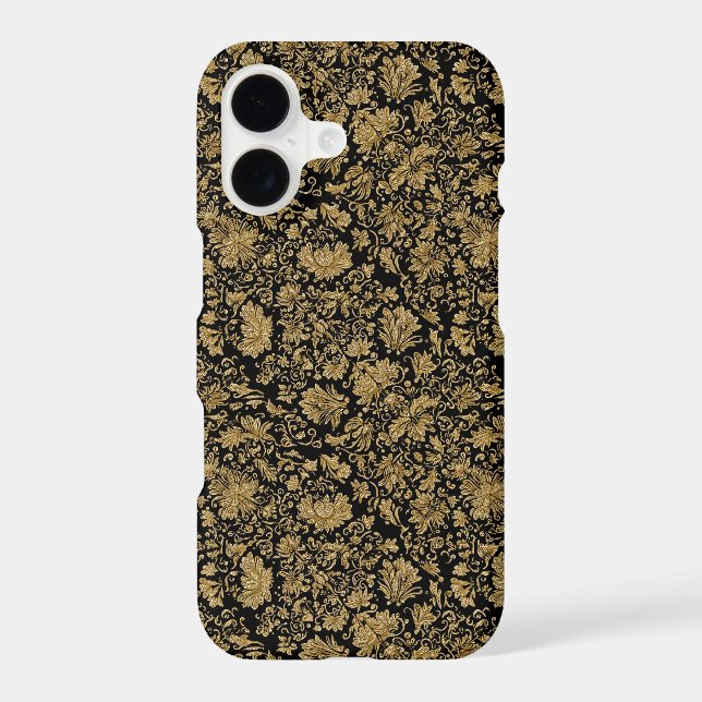 Gold Baroque Floral Allover on Black (Back)