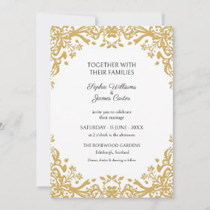 Gold Baroque Floral Wedding Invitation