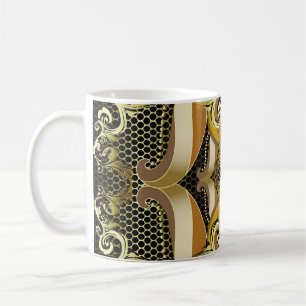 Gold Baroque luxury 3d vintage seamless pattern. L Coffee Mug