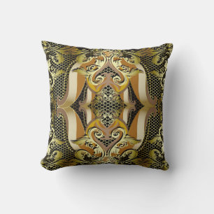 Gold Baroque luxury 3d vintage seamless pattern. L Cushion