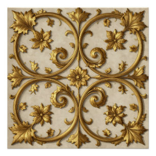 Gold Baroque Ornate Filigree Poster