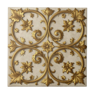 Gold Baroque Ornate Filigree Tile