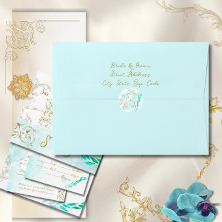 Gold Baroque Teal Elegant Vintage Wedding Classic Round Sticker