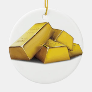Gold Bars Ceramic Tree Decoration