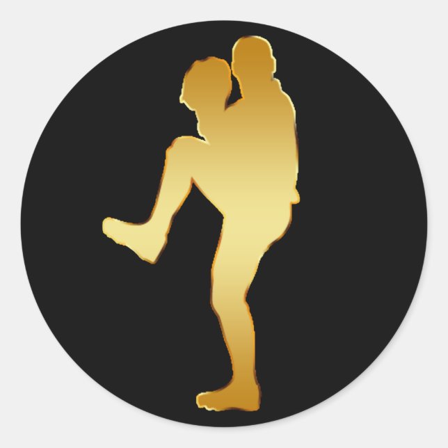 GOLD BASEBALL PLAYER CLASSIC ROUND STICKER (Front)