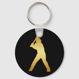 GOLD BASEBALL PLAYER KEY RING