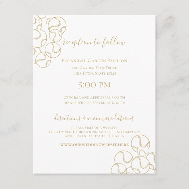 Gold Baseball Wedding  Enclosure Card (Front)