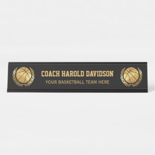 Gold Basketball Coach Desk Name Plate