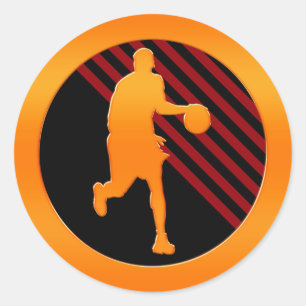 Gold Basketball Player Classic Round Sticker