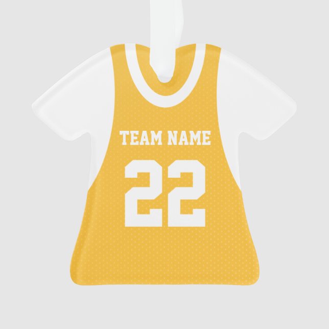 Gold Basketball Sports Jersey with Photo Ornament (Front)