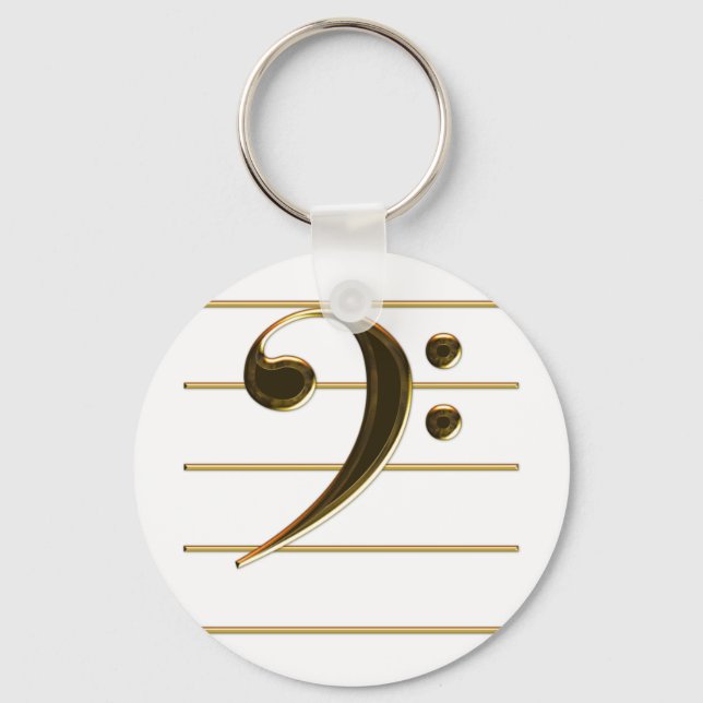 Gold Bass Clef Music Note Key Ring (Front)