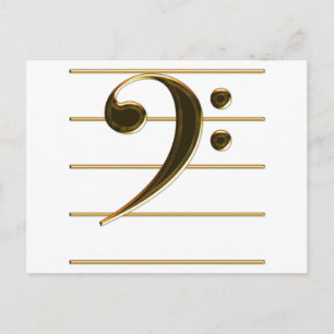 Gold Bass Clef Music Note Postcard