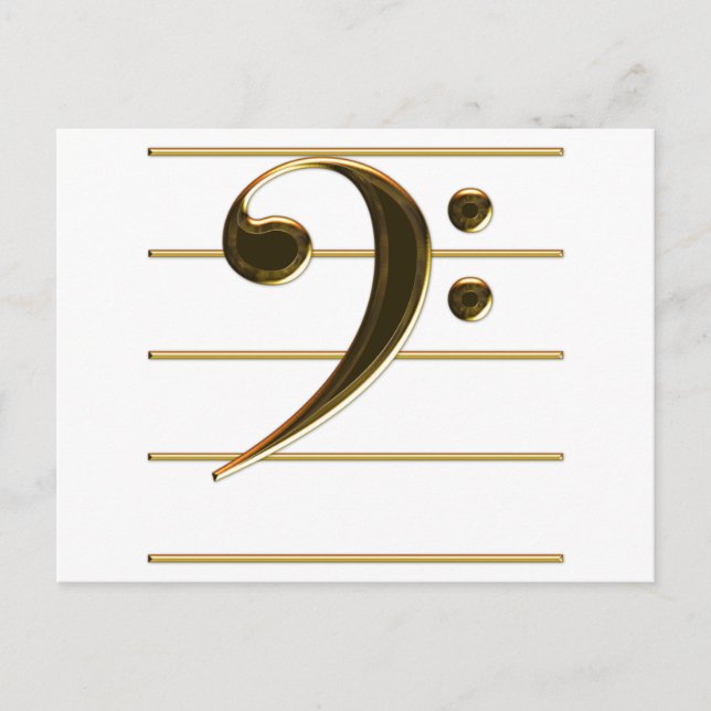 Gold Bass Clef Music Note Postcard (Front)