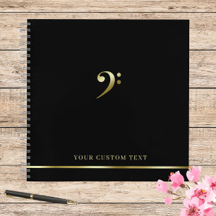 Gold Bass Clef Music Office Teacher Elegant  Notebook
