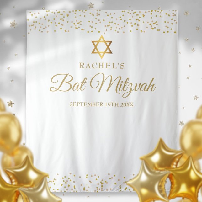 Gold Bat Bar Mitzvah Photo Backdrop Tapestry (Gold Bat Bar Mitzvah Photo Backdrop)