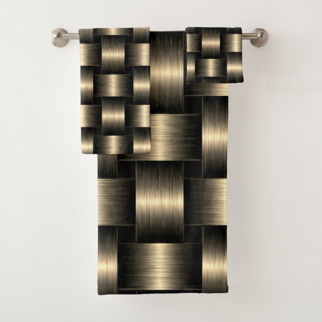 Gold Bath Towels Modern Lattice Design (Insitu)