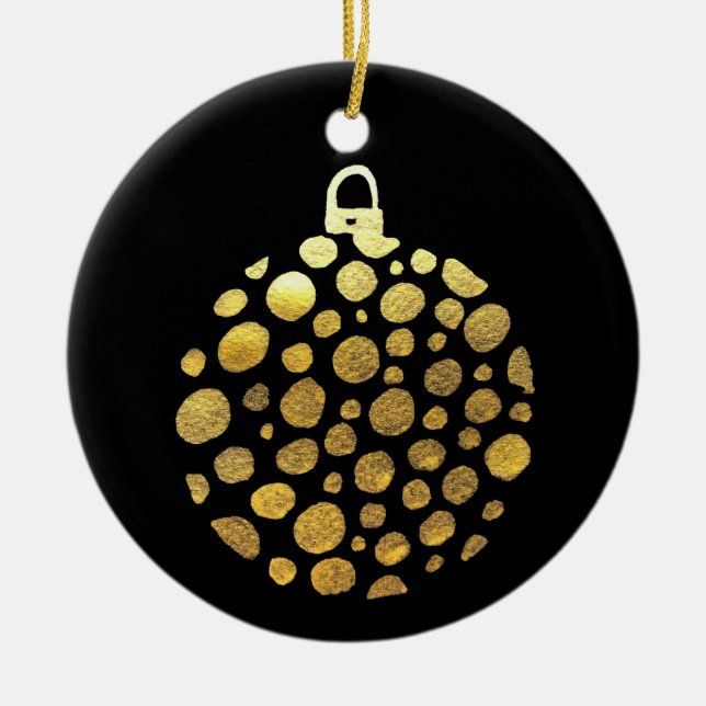 Gold bauble Christmas glam Ceramic Tree Decoration (Front)