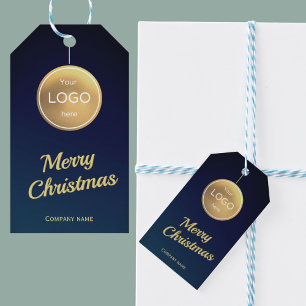 Gold Bauble Christmas Logo Company Gift Tag