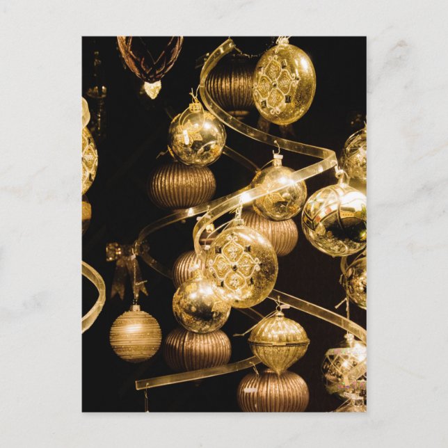 Gold Baubles and Spiral Pattern Postcard (Front)