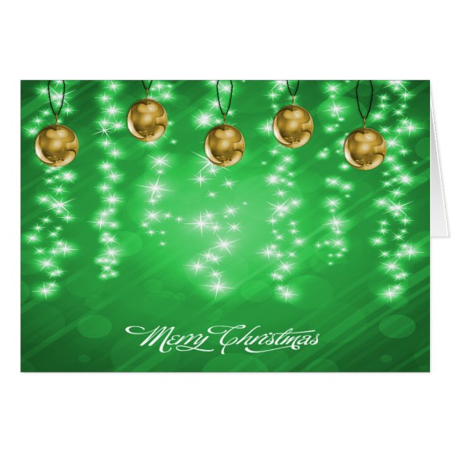 Gold Baubles and White Glitter Christmas (Front Horizontal)