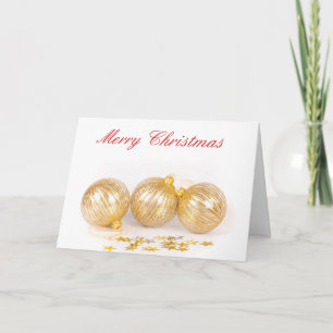 Gold Baubles Christmas Card - Blank on the inside