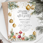 Gold Baubles Christmas Happily Ever After Party Invitation<br><div class="desc">EDITABLE Gold Baubles Christmas Happily Ever After Party Invitation
Elegant Cocktail Wine Champagne Drinks After Party Invite
Wedding Elopement Party Invitation</div>