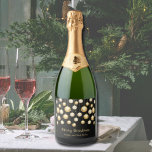 Gold Baubles Christmas Ornaments on Black Sparkling Wine Label<br><div class="desc">Elegant gold and white Christmas tree ornaments on a black background, personalize these sparkling wine bottle labels to give as gifts or to serve at your holiday dinner party, corporate Christmas party, holiday wedding engagement party and more, just change the wording. To further customize, click the "Personalize" button, then the...</div>
