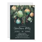 Gold Baubles Christmas Tree Party Invitation