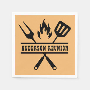 Gold BBQ Family Reunion Napkin