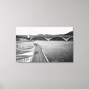 Gold Beach, Oregon Docks and Bridge over Rogue Canvas Print