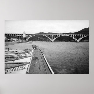 Gold Beach, Oregon Docks and Bridge over Rogue Poster