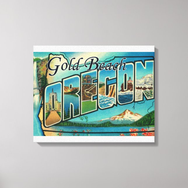 Gold Beach, Oregon - Large Letter Scenes Canvas Print (Front)
