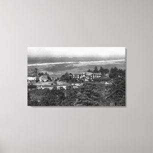 Gold Beach, Oregon Town View and Sunset Inn Canvas Print