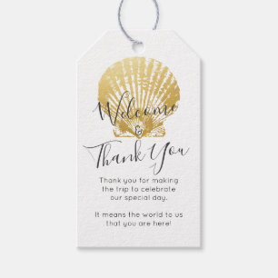 Gold Beach Theme Seashell Thank You Favour Gift Tags