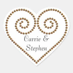 Gold Bead Heart Print Sticker