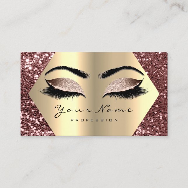 Gold Bean Glitter Makeup Artist Lashes Browns Business Card (Front)
