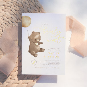 Gold Bearly Wait Gender Neutral Bear Baby Shower