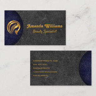  Gold Beauty Logo   Slate Background Business Card