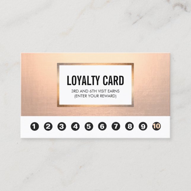 Gold Beauty Salon 10 Punch Customer Loyalty Card (Front)