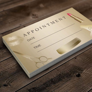 Gold Beauty Salon Makeup Artist & Hair Appointment Card