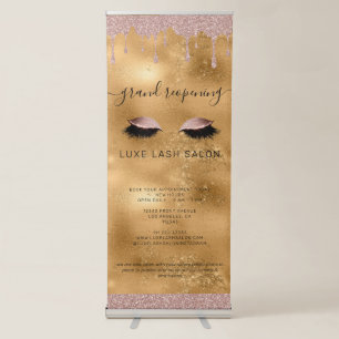 Gold Beauty Salon Reopening Covid Safety Retractable Banner