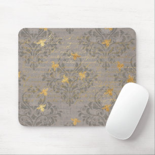 Gold Bee and Scroll Mouse Mat