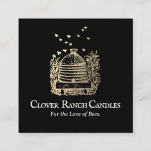 Gold Bee Beehive Beekeeping Apairy  Square Business Card