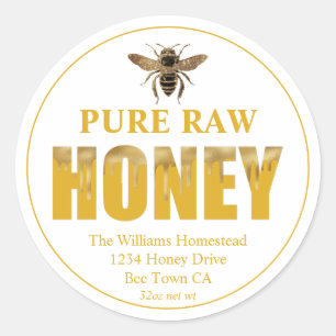 Gold Bee Honey Jar Label Honey Bee & Apiary Name