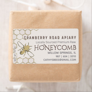 Gold Bee Honeycomb shipping sized label