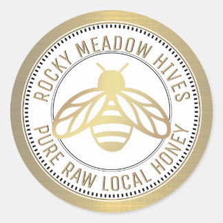 GOLD BEE LOGO BEEKEEPER HONEY LID JAR LABEL